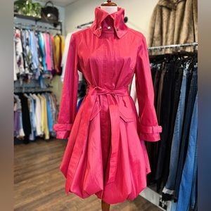 Samuel Dong Solid Bubble Coat Dress in Red